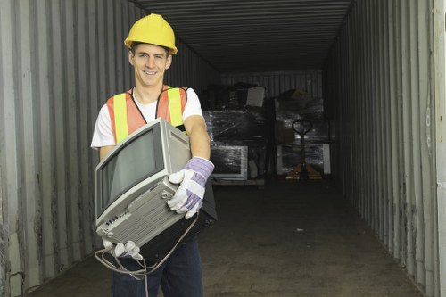 Image illustrating a step-by-step garage clearance process in Yiewsley